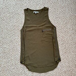 Naked Zebra‎ zippered sides tank double layers zipper pocket Olive Green S